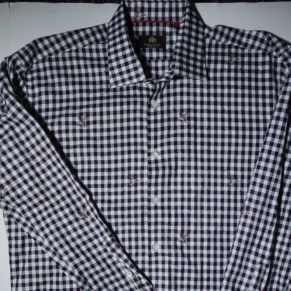 Circle of Gentlemen Bavy and White Gingham Premium Dress Shirt